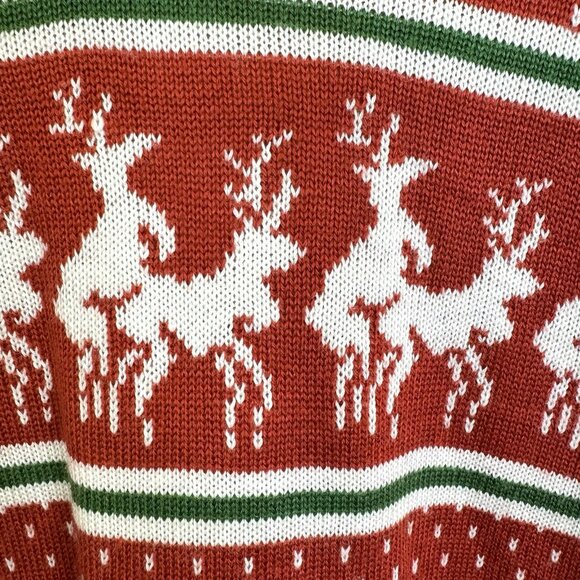 Tipsy Elves Naughty Reindeer Sweater Mens Large Red V-Neck Ugly Funny Fair Isle - Picture 3 of 4